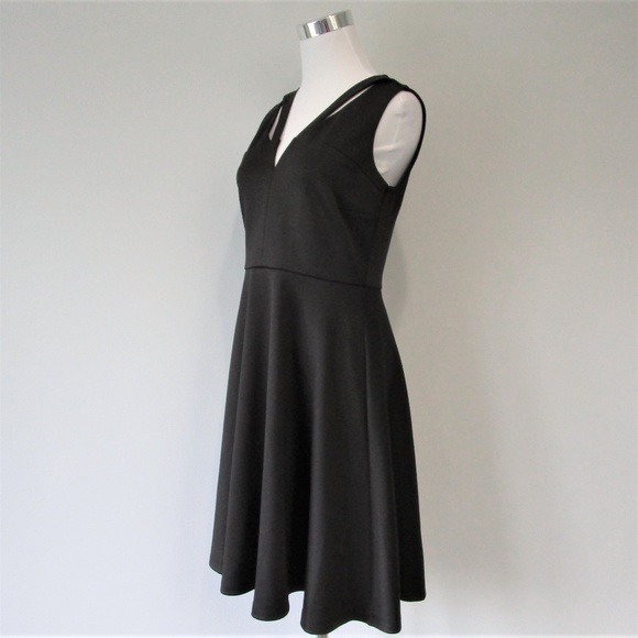 NORDSTROM Black Fit & Flare Cut Out Scuba Dress 2 - Picture 6 of 8